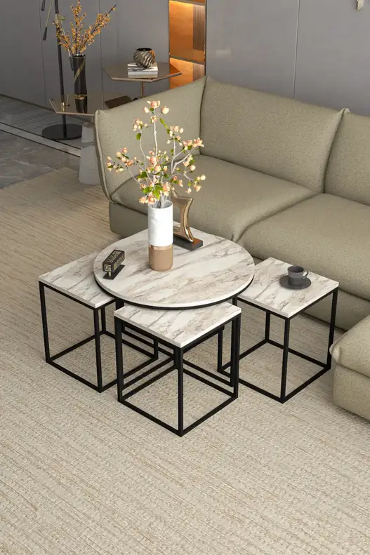 Oval Lux 5 Piece Center and Zigon Coffee Table Set