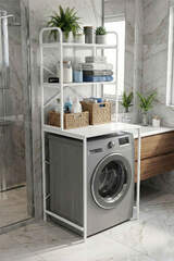 Multi-Purpose 2-Shelf Metal Bathroom Organizer White