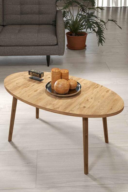 Ellipse Wooden Zigon Centre Coffee Table Set