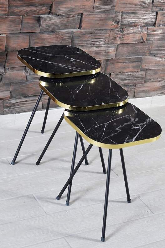 Black Metal Square Gold Zigon Coffee Table