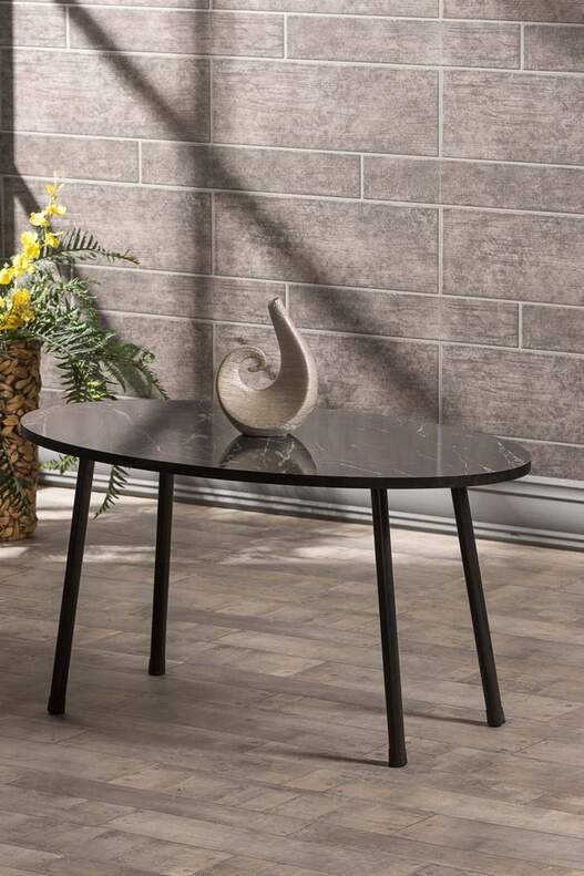 Black Metal Coffee Table Set Ellipse