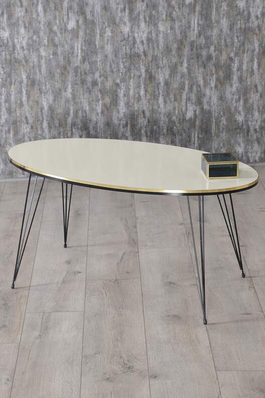 Black Wire Double Gold Centre Coffee Table Ellipse