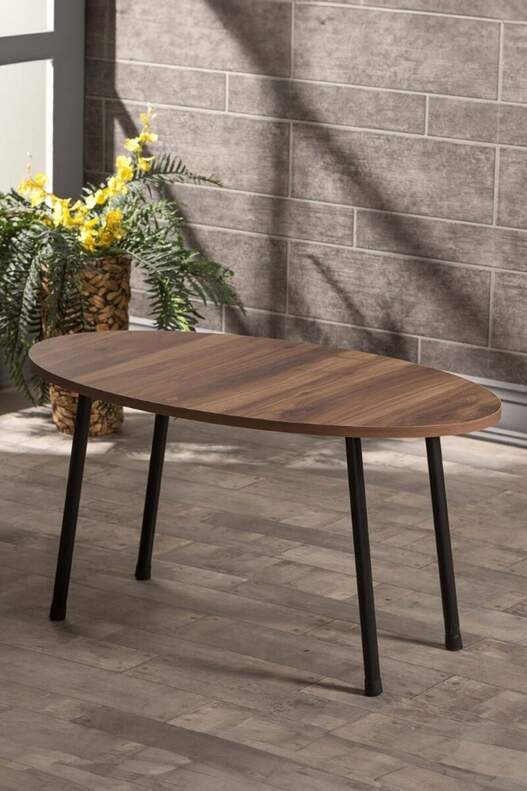 Black Metal Centre Coffee Table Ellipse