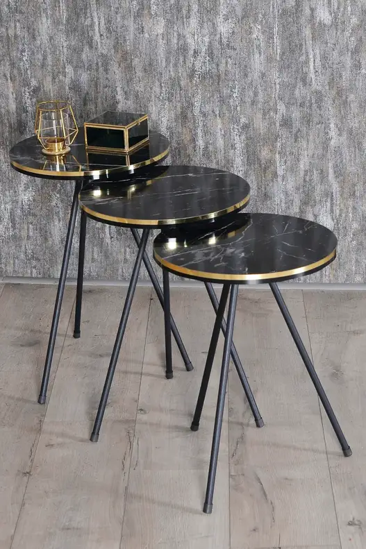 Black Metal Double Gold Zigon Coffee Table