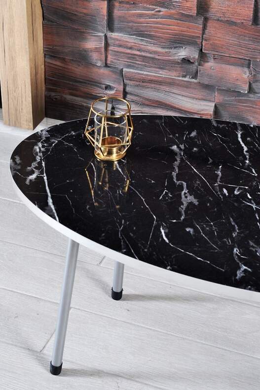 Silver Metal Centre Coffee Table Ellipse
