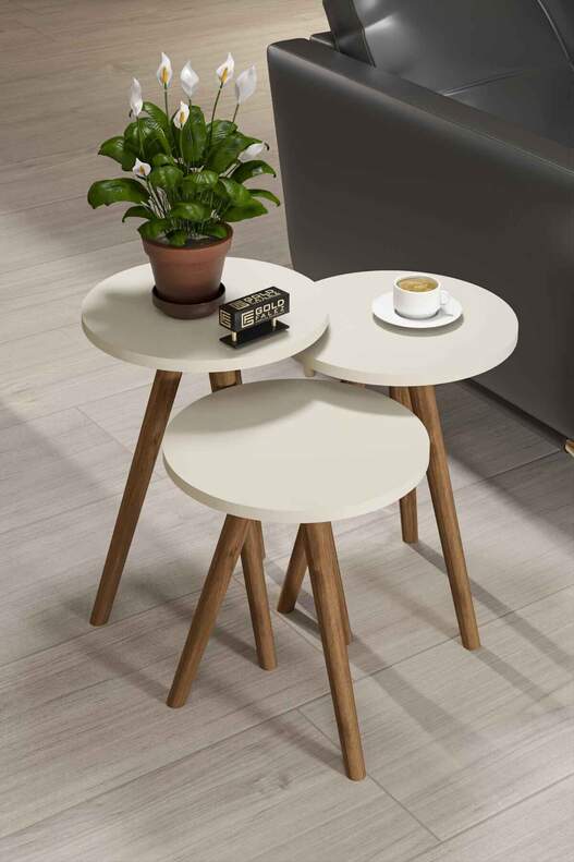Ellipse Wooden Zigon Centre Coffee Table Set