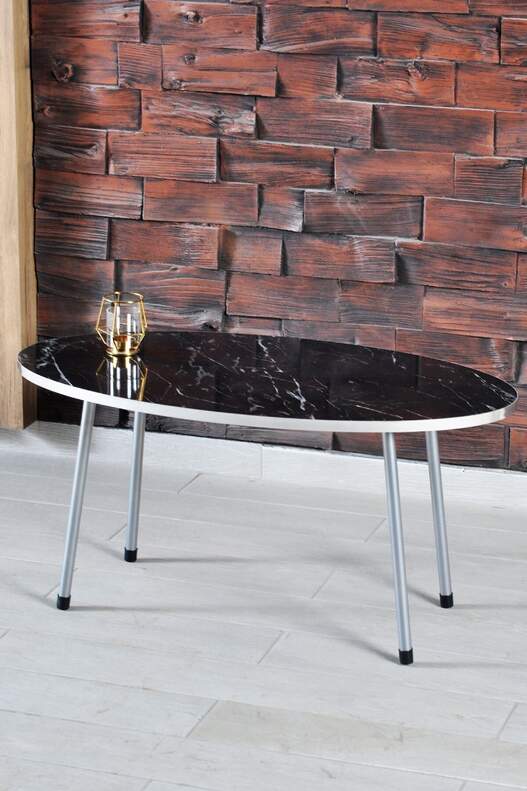 Silver Metal Centre Coffee Table Ellipse