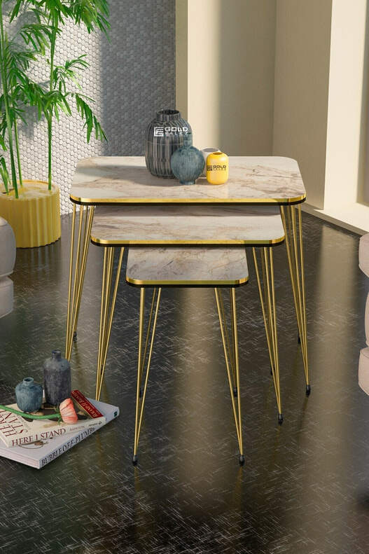 Gold Wire Double Gold Square Zigon Coffee Table