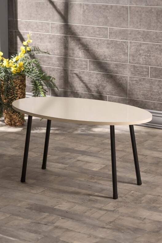 Black Metal Centre Coffee Table Ellipse