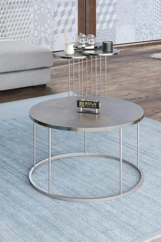 Coffee Table and Zigon Coffee Table Terra Set Silver