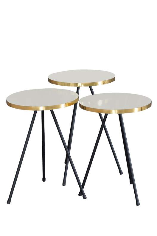 Black Metal Gold Coffee Table Set Square