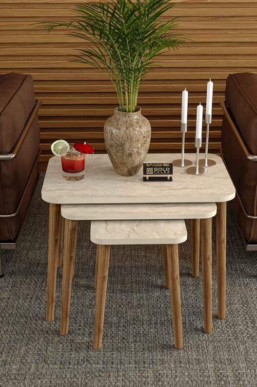 Wooden Square Coffee Table Set