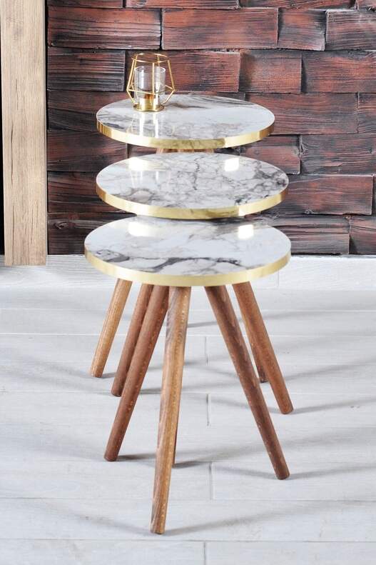 Gold Wooden Zigon Coffee Table