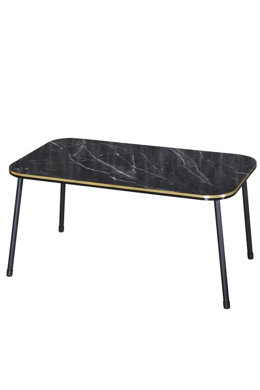 Black Metal Double Gold Coffee Table Set Square