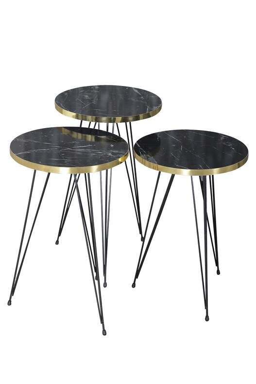 Black Wire Gold Coffee Table Set Square