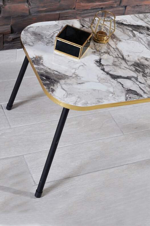 Black Metal Gold Centre Coffee Table Square