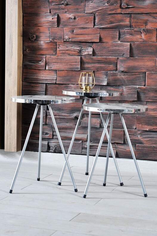 Silver Metal Zigon Coffee Table