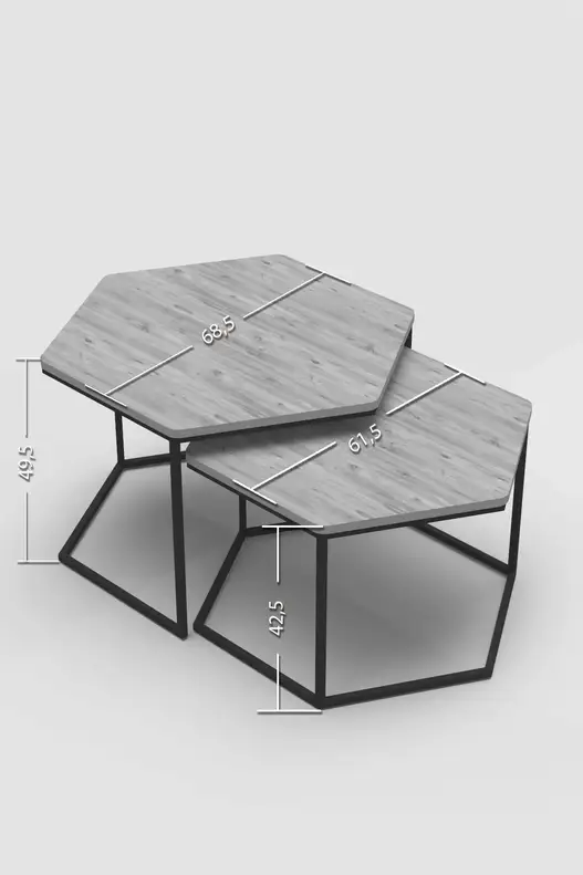 Hexagonal Double Lux Coffee Table Gold White