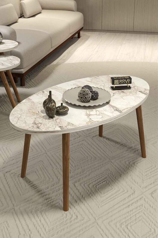 Wooden Centre Coffee Table Ellipse