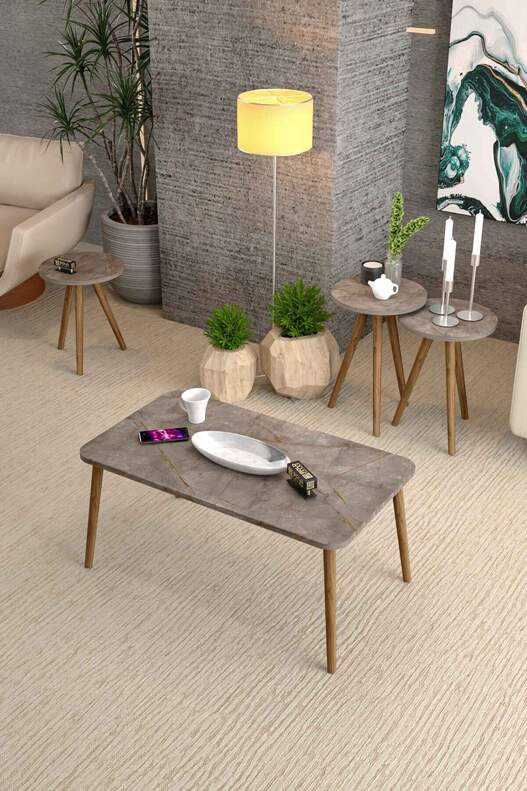 Square Lathe Zigon Centre Coffee Table Set