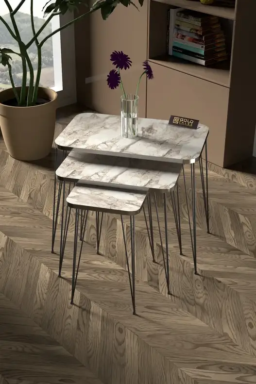 Square Silver Black Wire Coffee Table Set