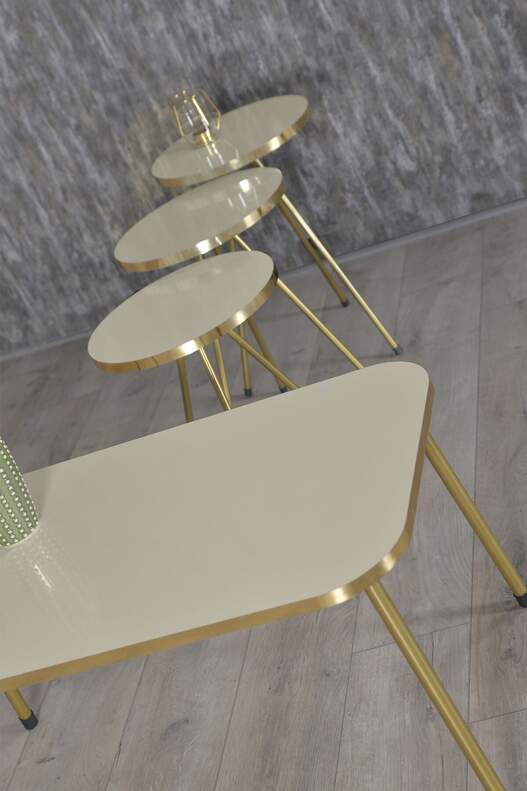 Gold Metal Coffee Table Set Square