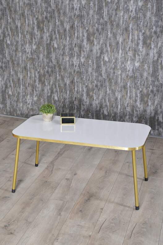 Gold Metal Coffee Table Set Square