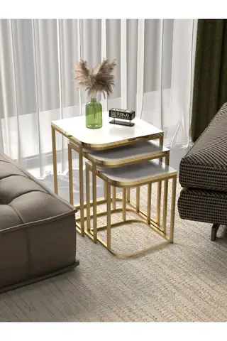 Damla Zigon Coffee Table Gold White