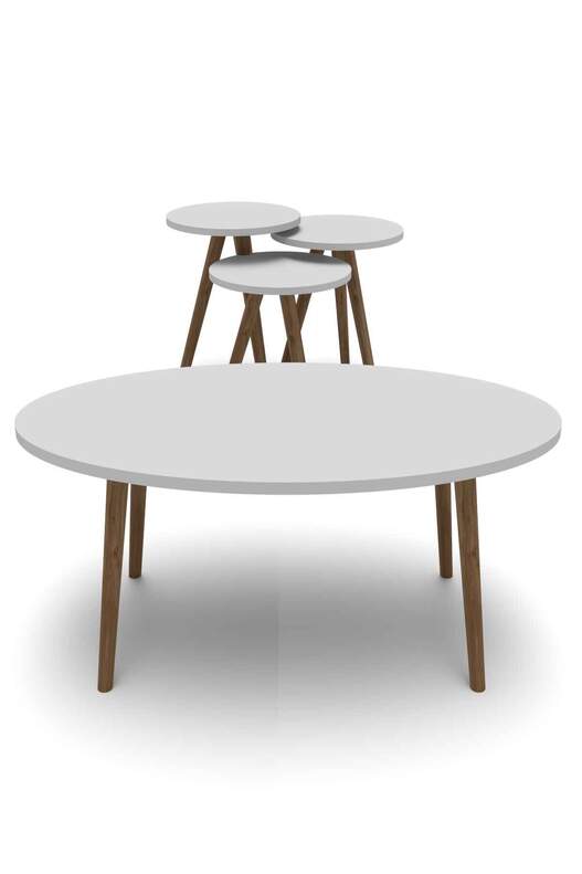 Ellipse Wooden Zigon Centre Coffee Table Set