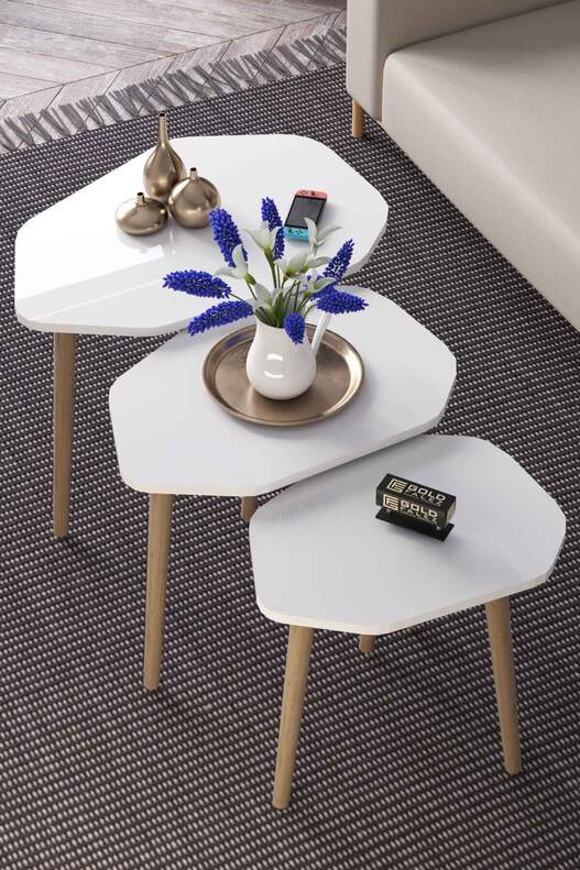 Trio 3 Wooden Zigon Coffee Table