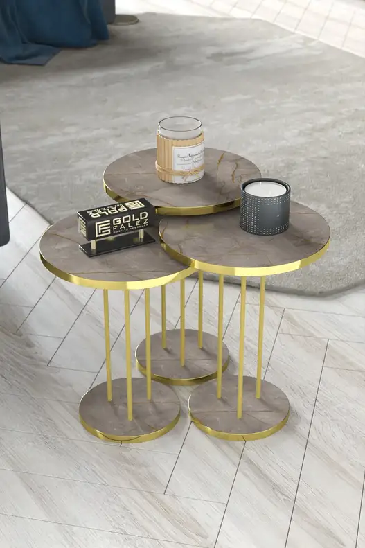 Coffee Table and Zigon Coffee Table Terra Set Gold