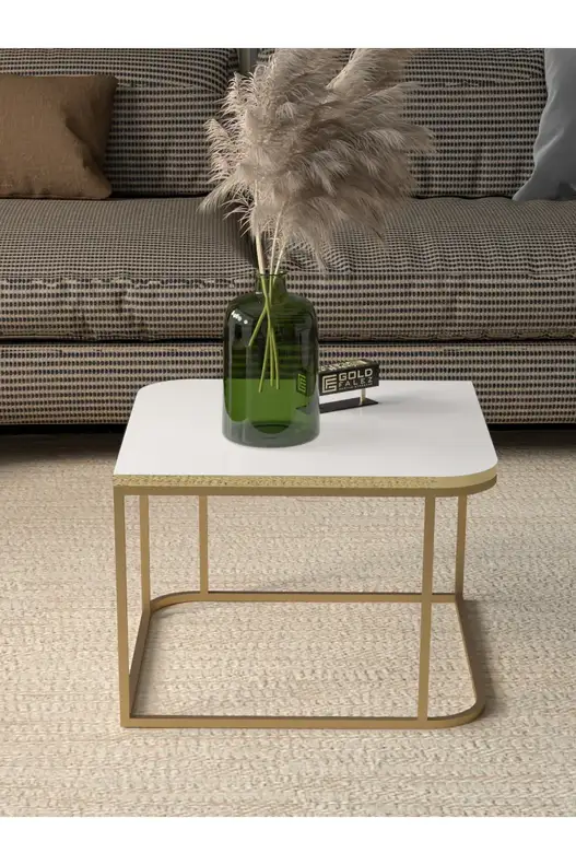 Damla Coffee Table Gold White