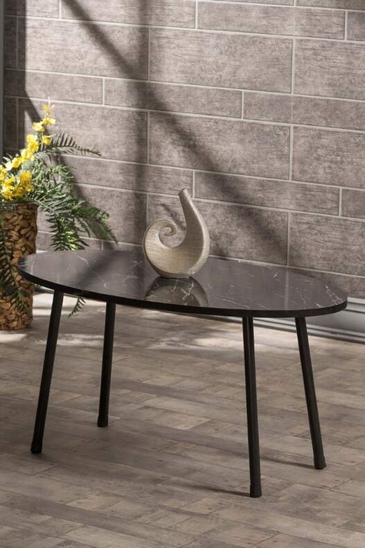Black Metal Centre Coffee Table Ellipse