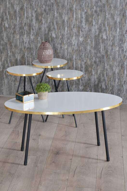 Black Metal Gold Coffee Table Set Ellipse