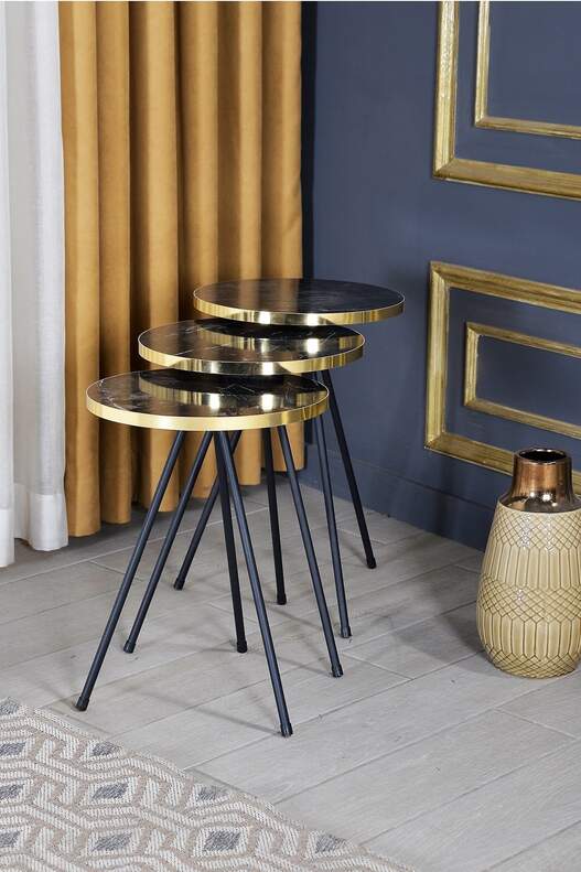 Black Metal Gold Zigon Coffee Table