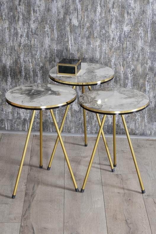 Gold Metal Double Gold Zigon Coffee Table