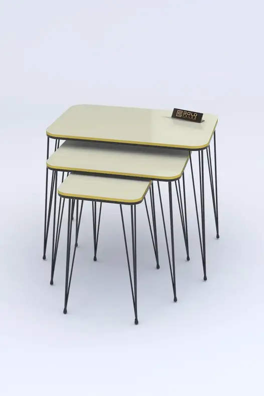 Black Wire Double Gold Square Zigon Coffee Table