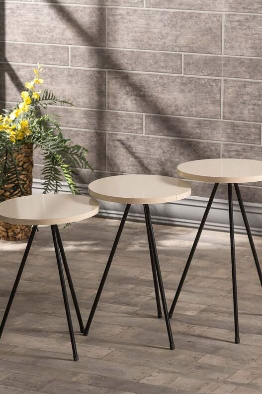 Black Metal Coffee Table Set Ellipse
