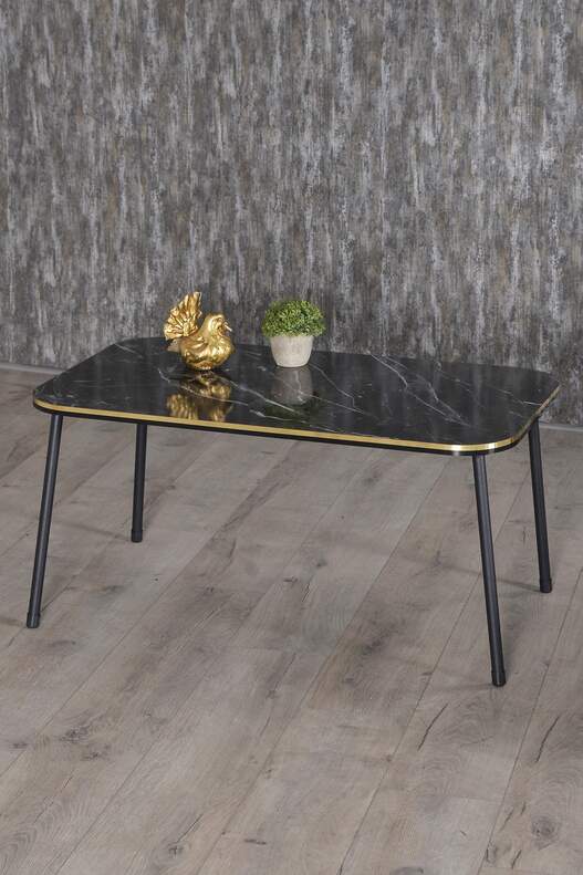 Black Metal Double Gold Coffee Table Set Square
