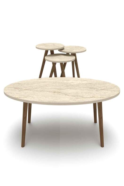 Ellipse Wooden Zigon Centre Coffee Table Set