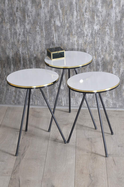 Black Metal Double Gold Zigon Coffee Table