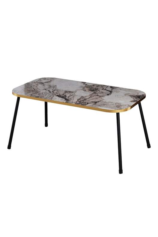 Black Metal Gold Centre Coffee Table Square