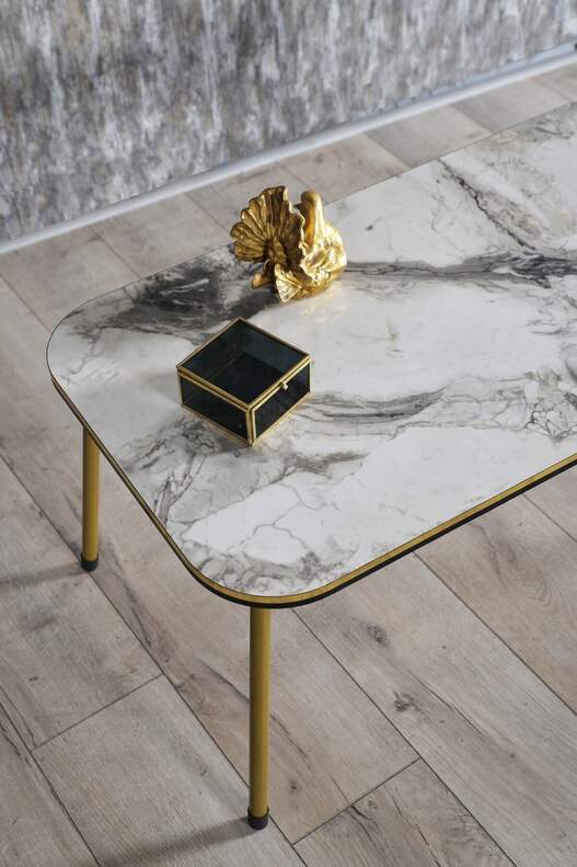 Gold Metal Double Gold Centre Coffee Table Square