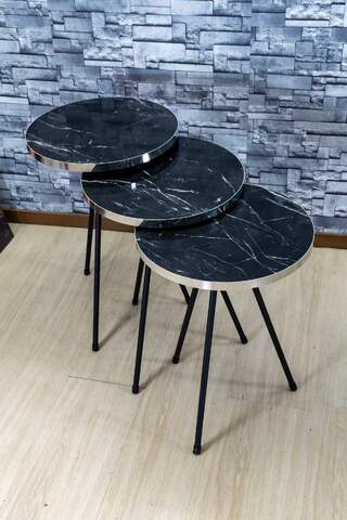 Black Metal Silver Zigon Coffee Table