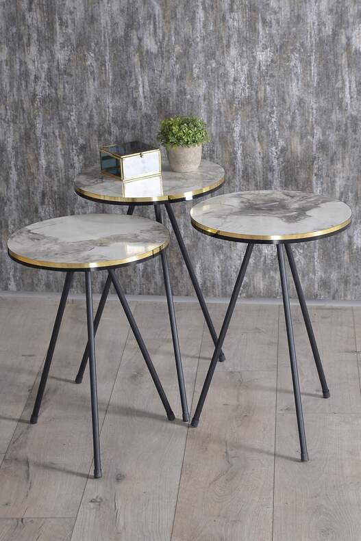 Black Metal Double Gold Coffee Table Set Square