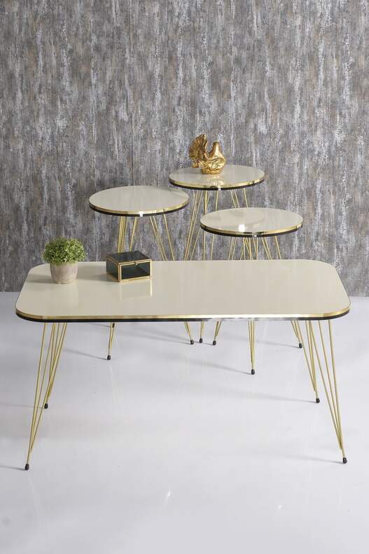 Gold Wire Double Gold Coffee Table Set Square