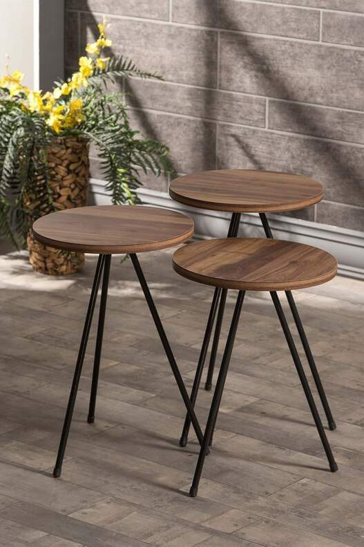 Black Metal Coffee Table Set Ellipse