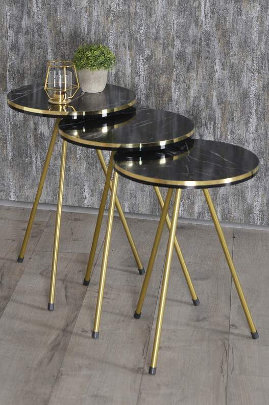 Gold Metal Double Gold Zigon Coffee Table