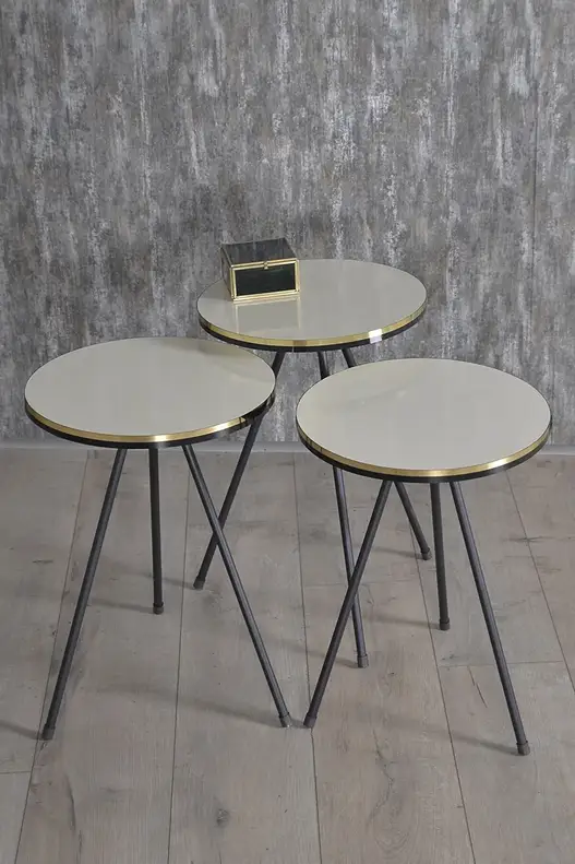 Black Metal Double Gold Zigon Coffee Table