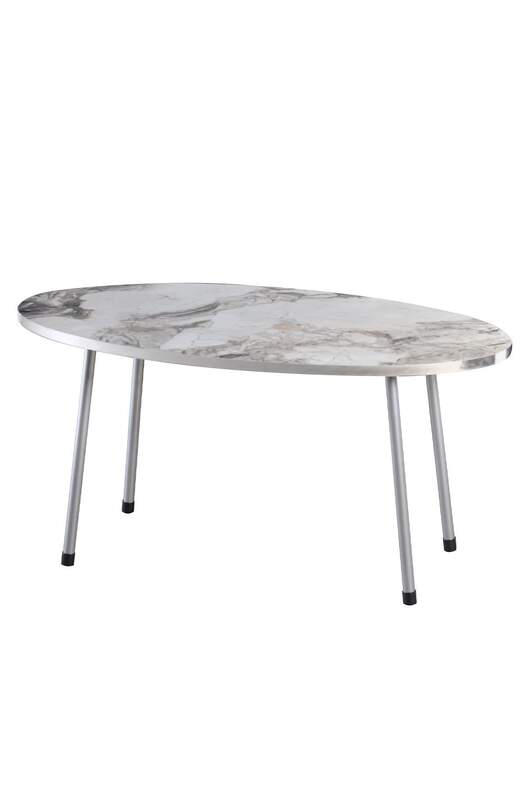 Silver Metal Centre Coffee Table Ellipse
